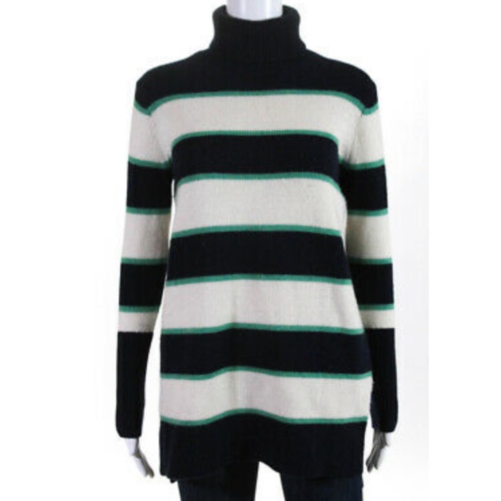 J Crew Striped Wool Turtle Neck Sweater